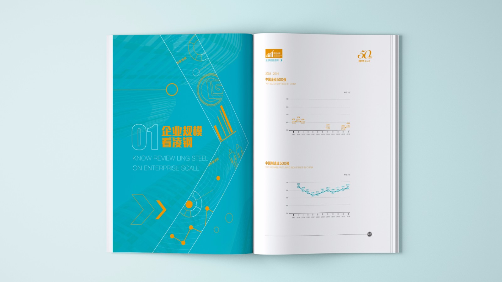 凌源鋼鐵50周年平面畫(huà)冊設計